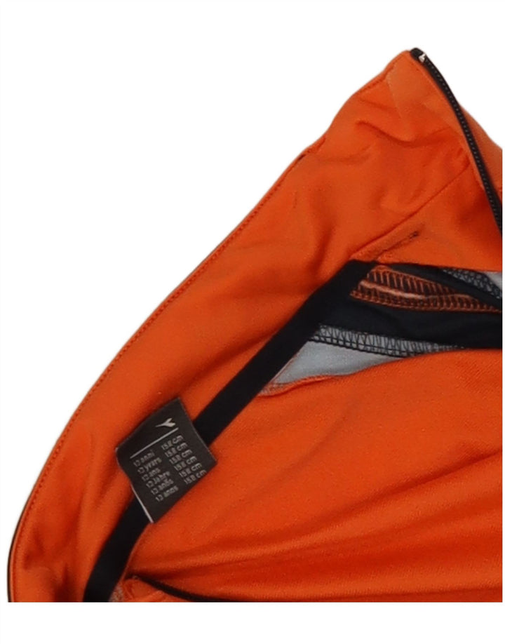 Diadora Jungen-Trainingsanzug-Top-Jacke, 12–13 Jahre, orangefarbenes Colourblock-Polyester