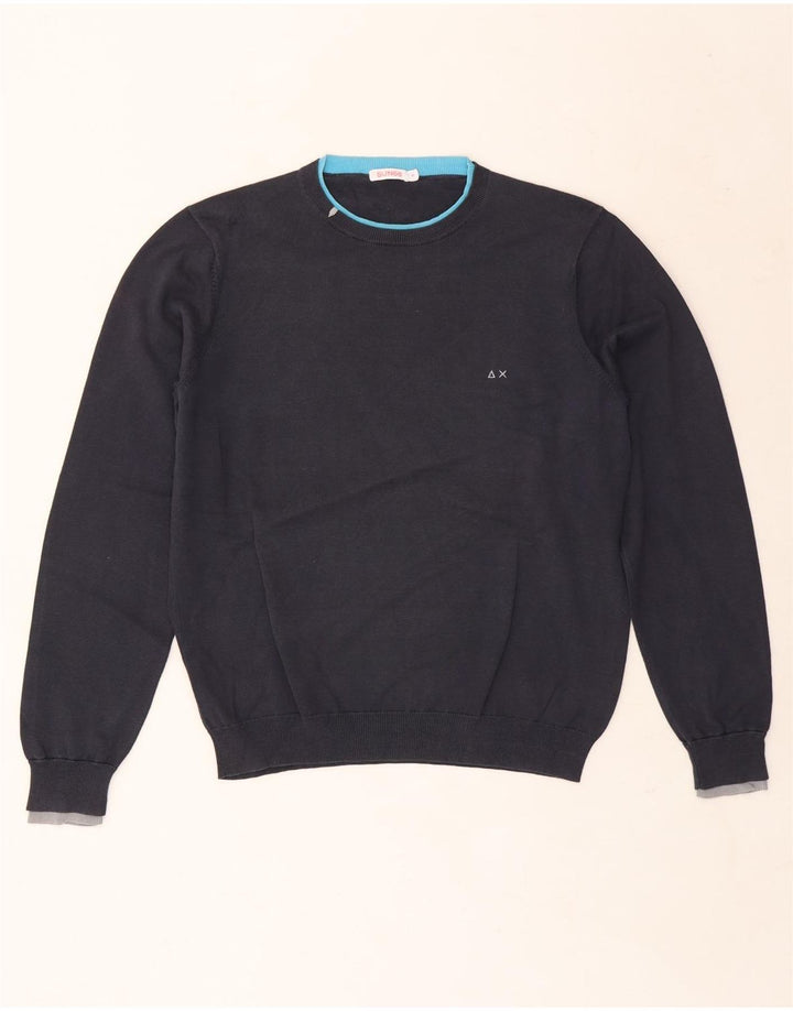 Sun68 Herren-Pullover mit Rundhalsausschnitt, Größe S, marineblaue Baumwolle