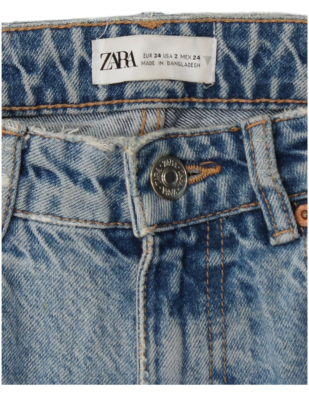 ZARA Damen Tapered Jeans EU 34 2XS W24 L26 Blaue Baumwolle