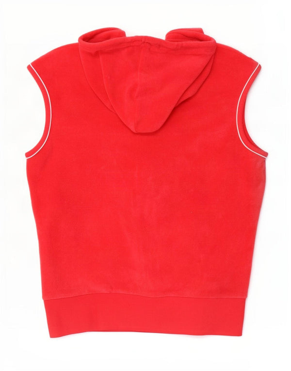 Reebok Damen ärmelloser Kapuzenpullover mit Reißverschluss, UK 16, Größe L, rot gestreift, Baumwolle