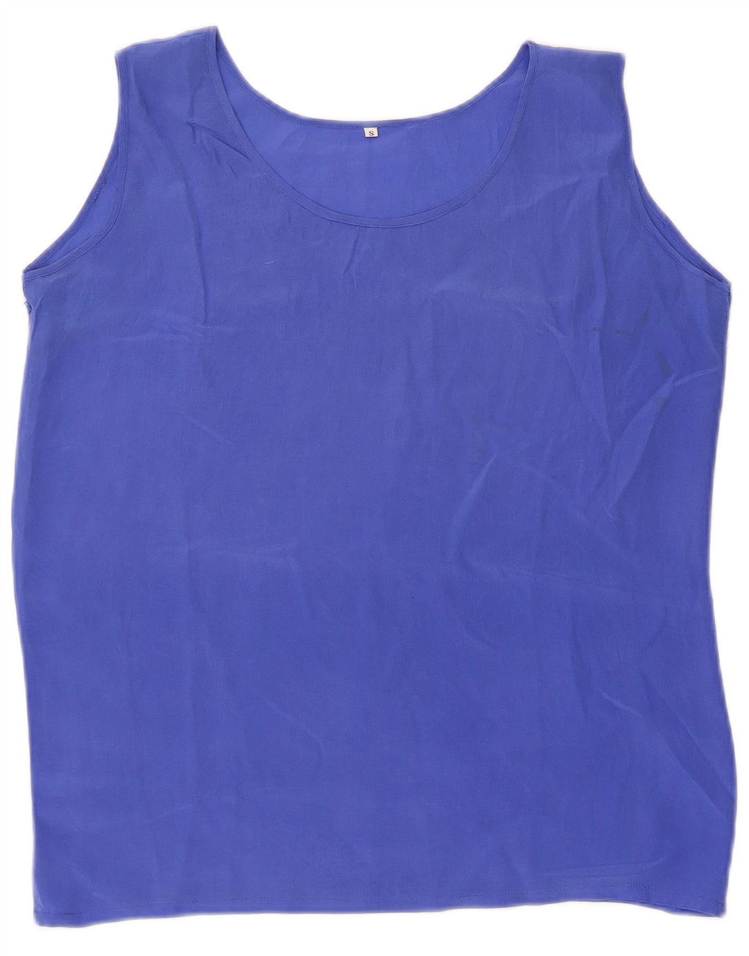 Vintage Damen Durchsichtiges Weste Top UK 8 Kleine blaue Seide