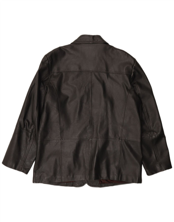 CAPELLE Herren-Blazerjacke aus Leder mit 4 Knöpfen, UK 44, 2XL, schwarzes Leder