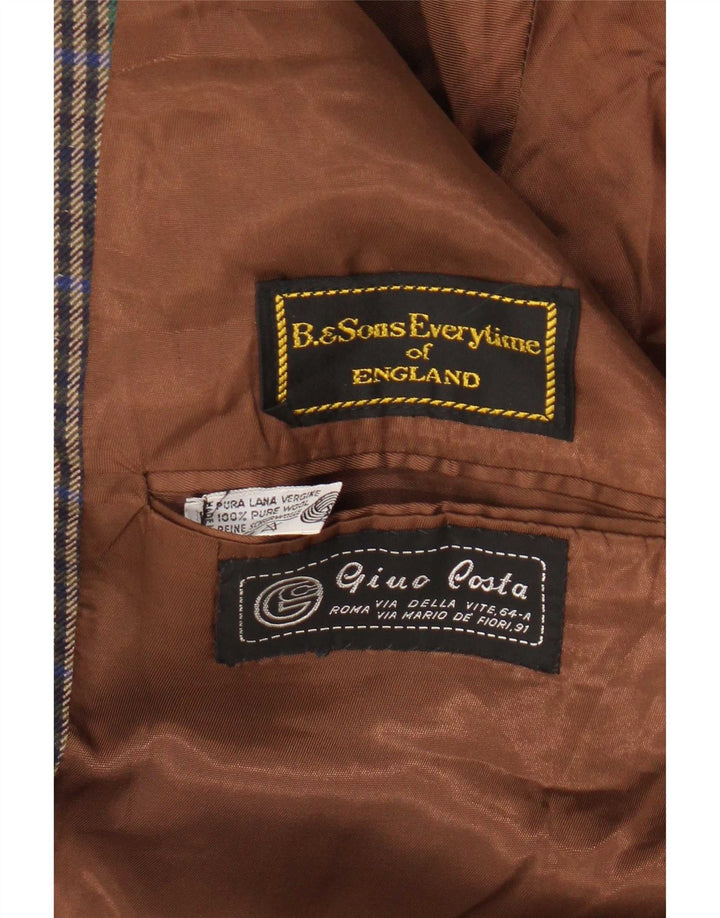 Vintage Herren-Blazer mit 2 Knöpfen, Gr. 40, groß, mehrfarbig, Hahnentrittmuster