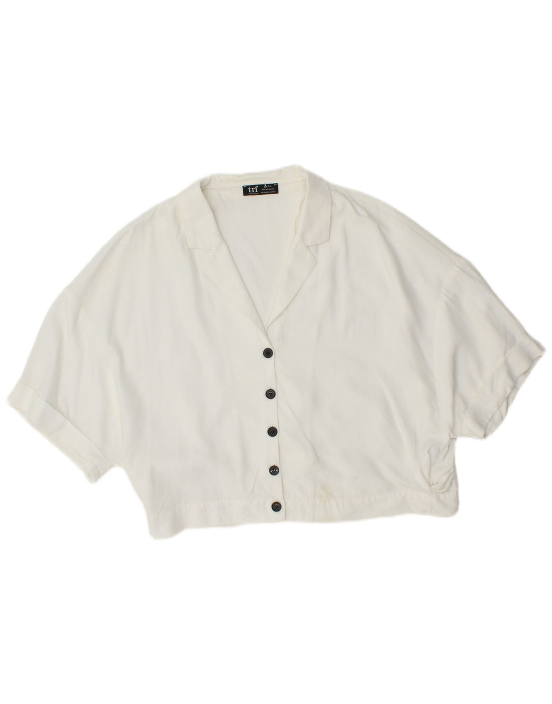 ZARA Womens Oversized Short Sleeve Shirt Blouse UK 10 Small White Lyocell