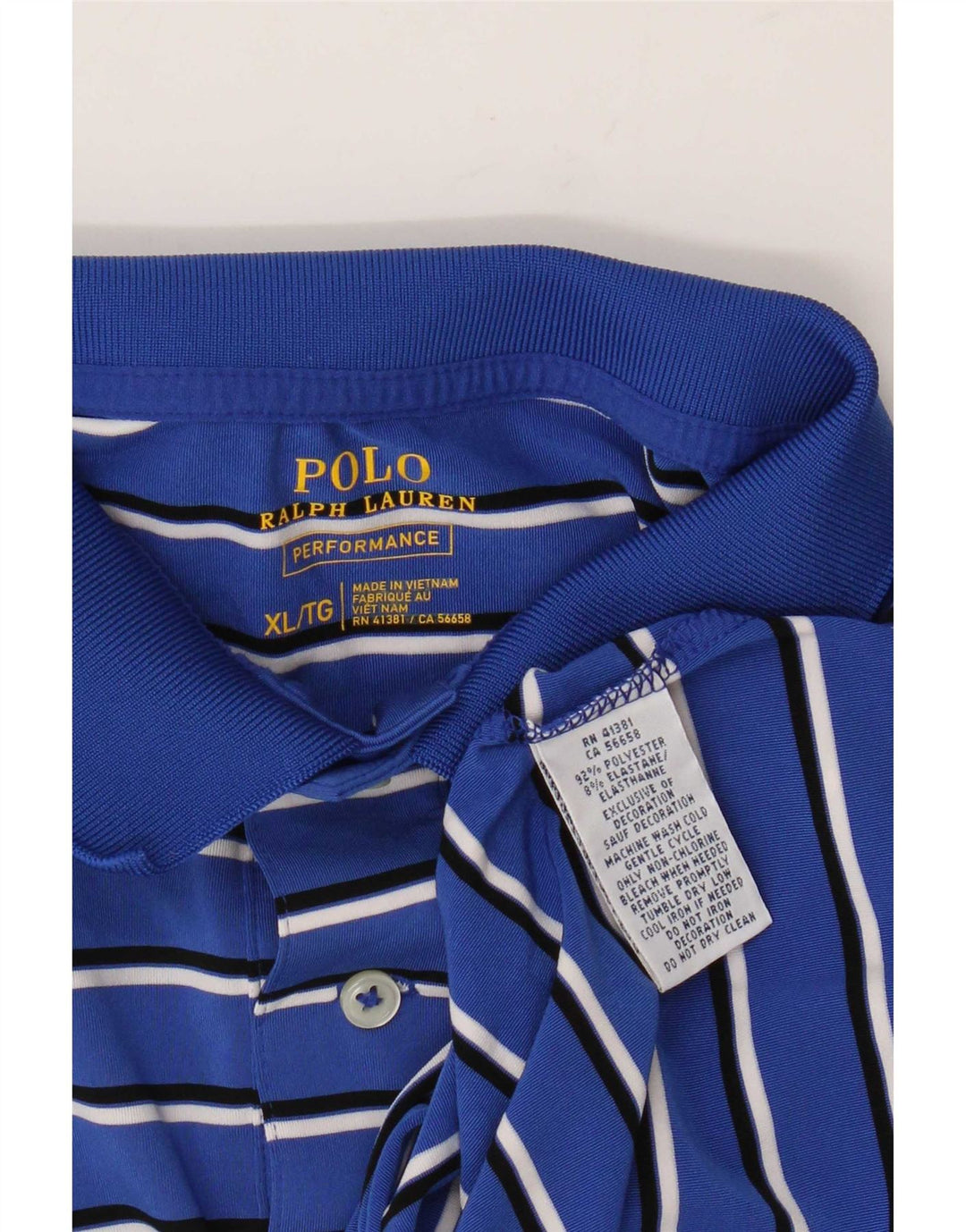 Polo Ralph Lauren Herrenhemd XL Blau gestreift Polyester