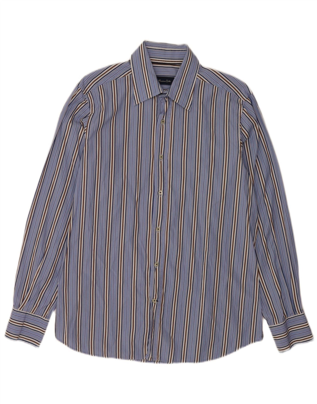 Massimo Dutti Herrenhemd, groß, blau gestreift, Baumwolle
