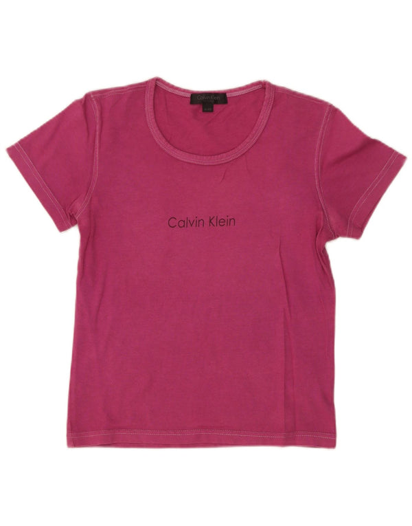 Calvin Klein Damen Crop Graphic T-Shirt Top US 4 Small Rosa Baumwolle