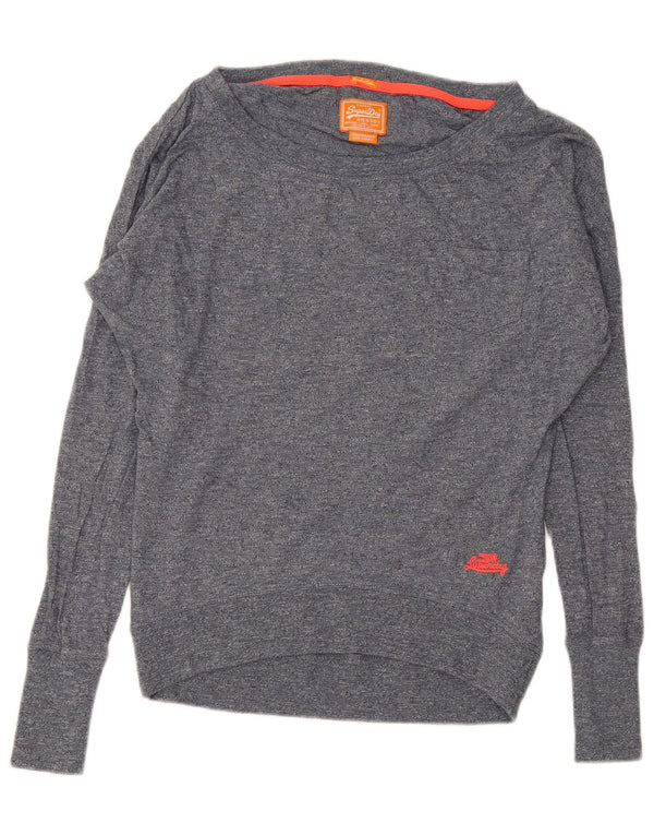 Superdry Damen-Sweatshirt-Pullover in Übergröße, Gr. 6, XS, grau gefleckte Baumwolle