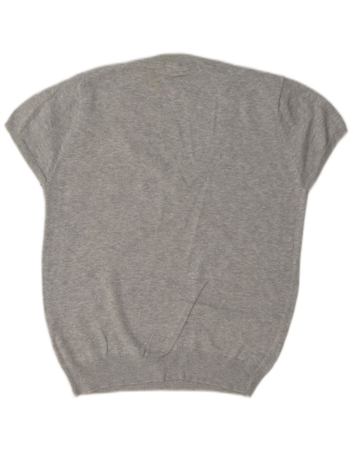 Zara Damen-Pullover mit V-Ausschnitt, Größe 44, Grau, Argyle/Diamant