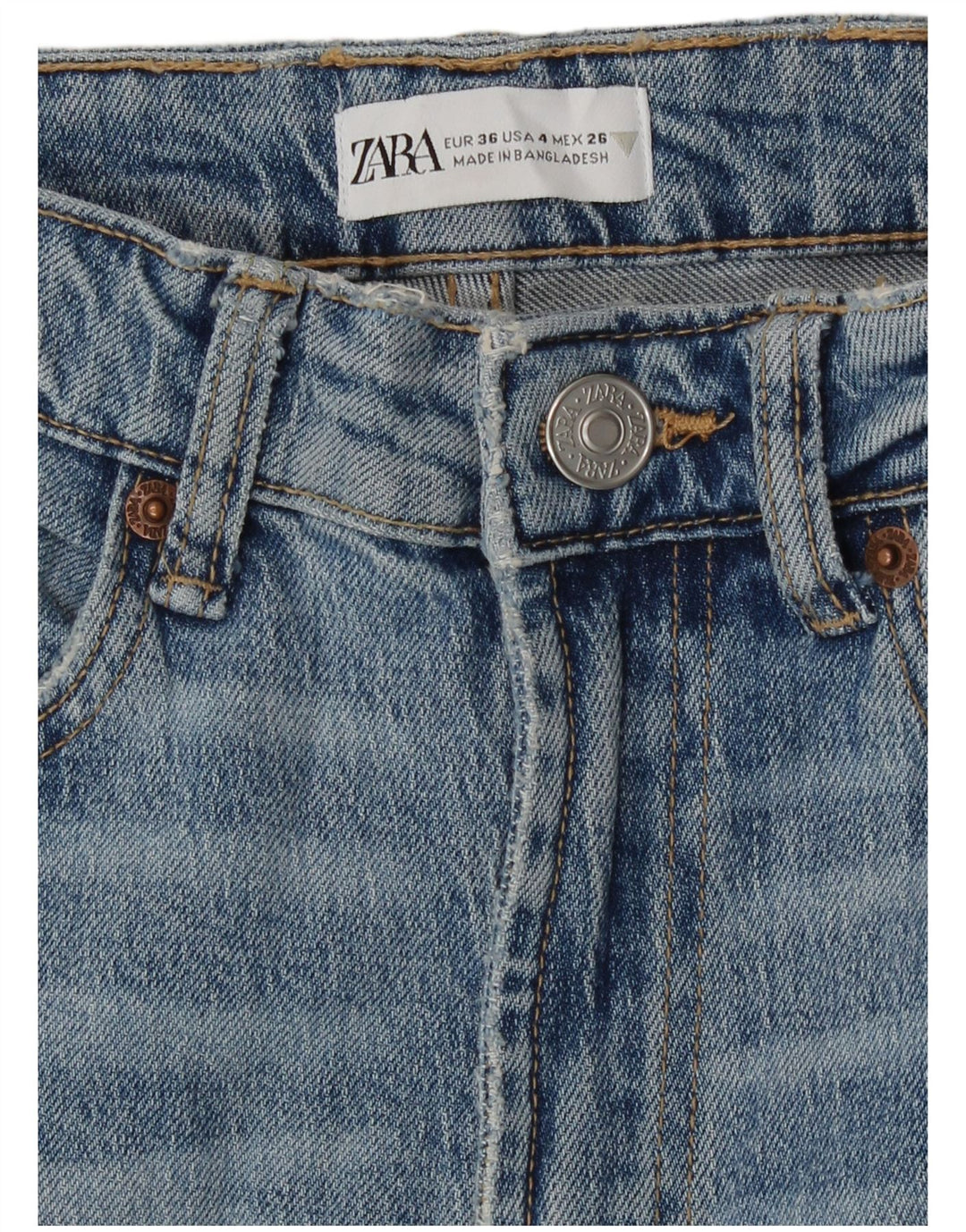 Zara Damen Straight Jeans EU 36 XS W26 L29 Blau