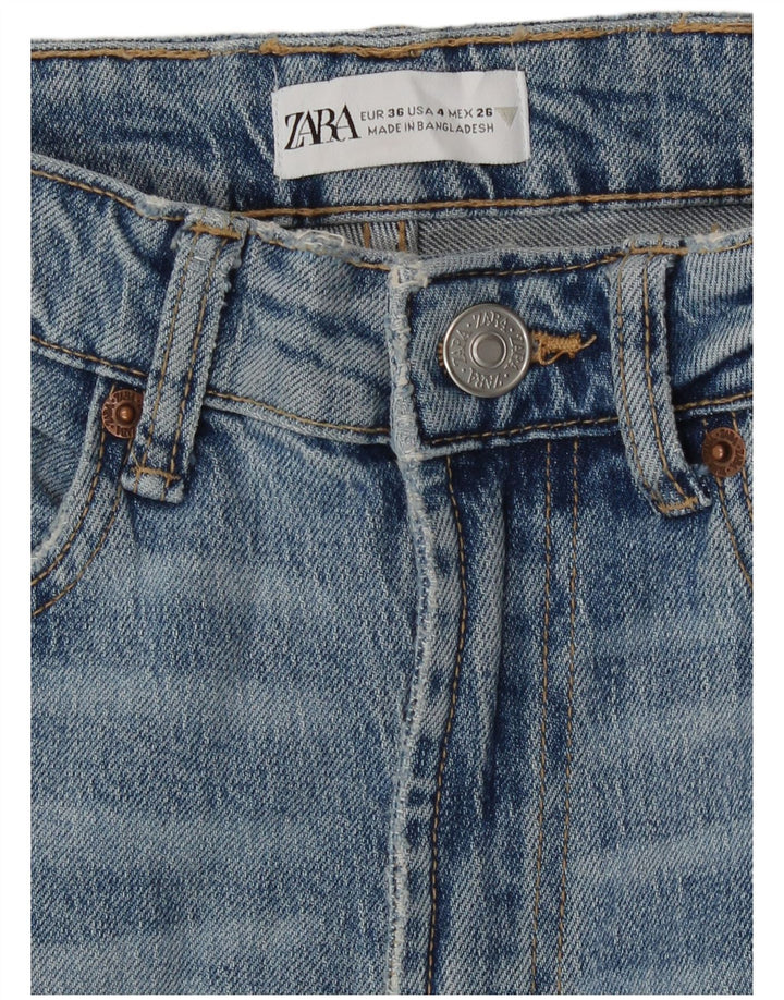 Zara Damen Straight Jeans EU 36 XS W26 L29 Blau
