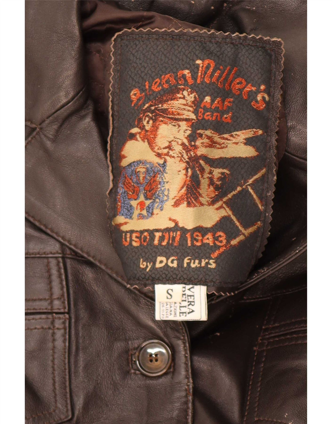 Vintage Damen Lederjacke UK 10 Klein Braun