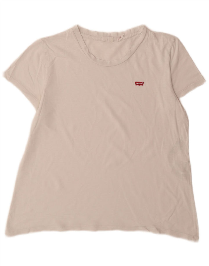 Levi's Damen T-Shirt Top UK 14 Mittelweiße Baumwolle