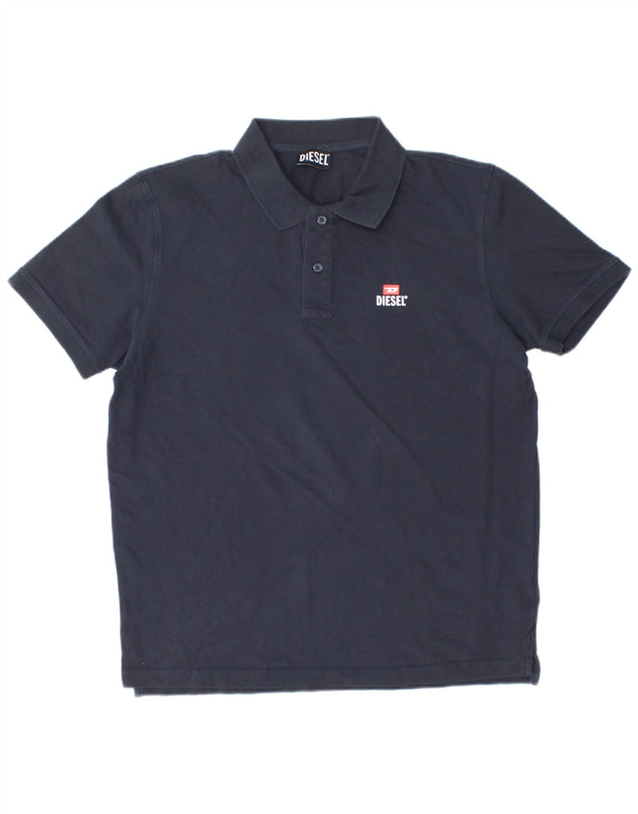 DIESEL Mens Polo Shirt Large Navy Blue Cotton