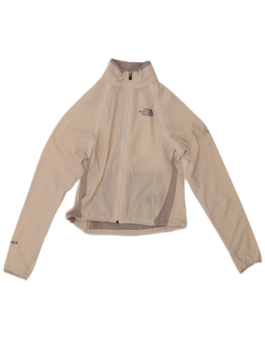 THE NORTH FACE Damen Crop Trainingsanzug Top Jacke UK 6 XS Weiß Farbblock