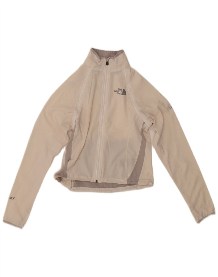 THE NORTH FACE Damen Crop Trainingsanzug Top Jacke UK 6 XS Weiß Farbblock