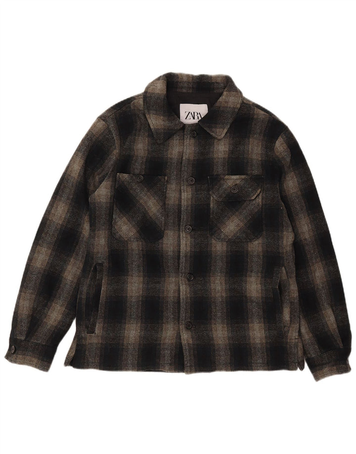 Zara Lumberjack-Flanellhemd für Herren, Mittelschwarz, kariert, Polyester