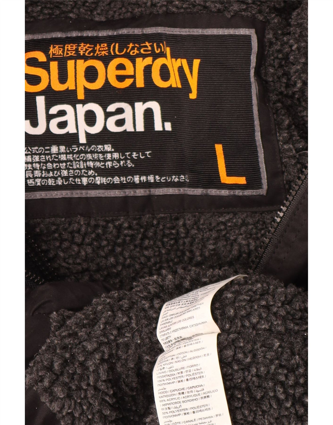 Superdry Damen-Parka mit Kapuze, UK 16, Größe L, Schwarz, Polyester