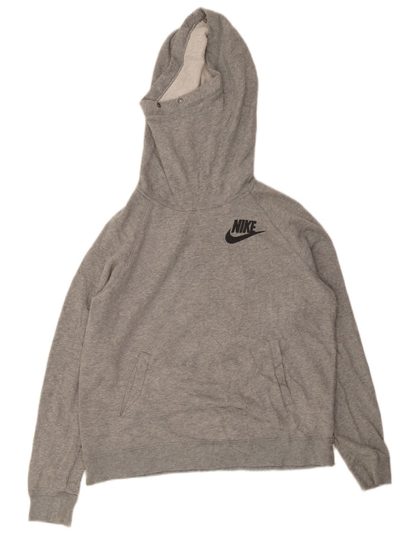 Nike Damen Kapuzenpullover UK 14 Große graue Baumwolle