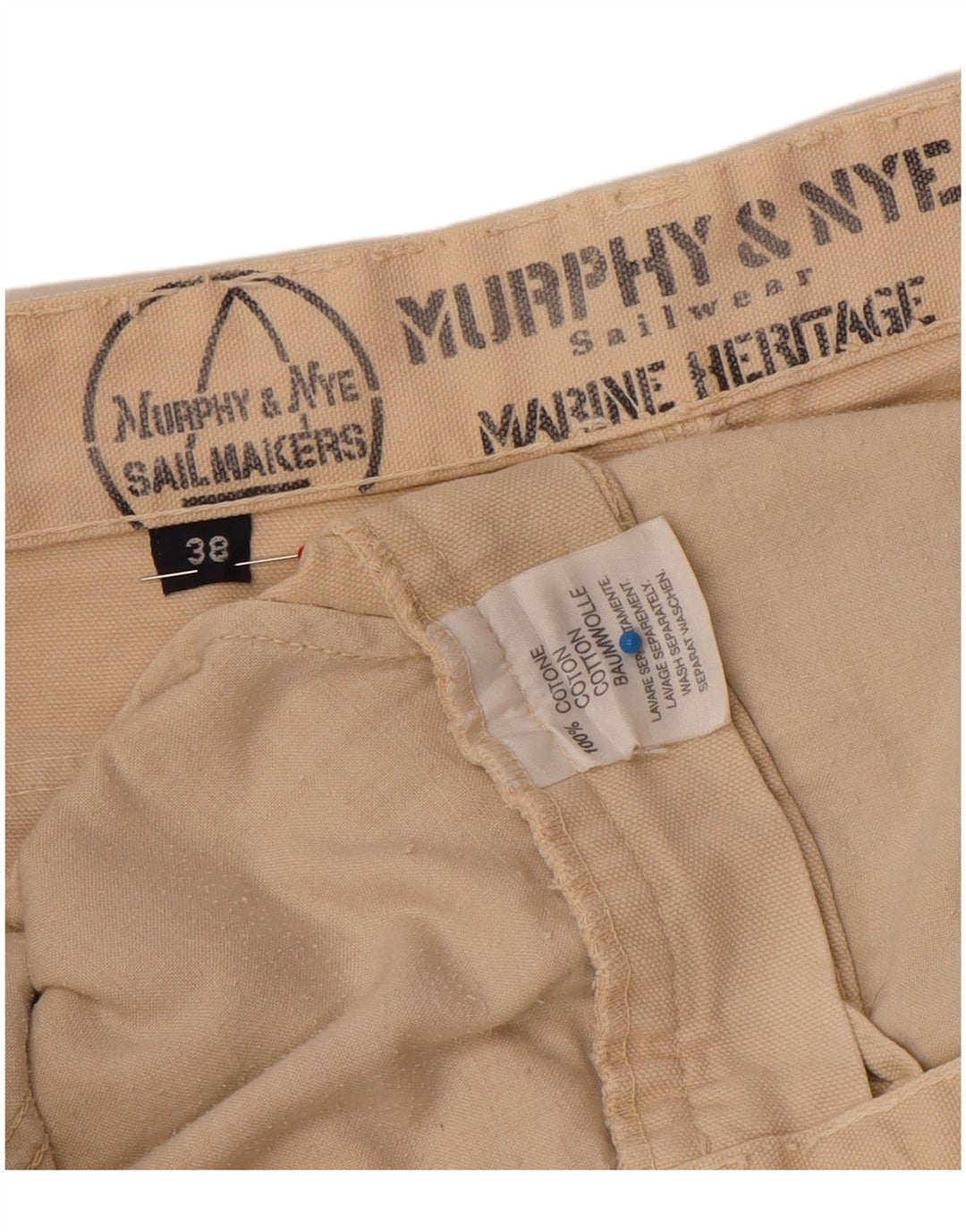 Murphy & Nye Herren Sailmakers Chino Shorts W38 XL Beige Baumwolle