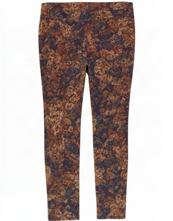 Zara Damen Skinny Jeans EU 42 Large W32 L29 Mehrfarbige Blumenbaumwolle