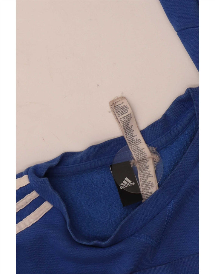 Adidas Damen Sweatshirt Pullover UK 14 Mittelblaue Baumwolle