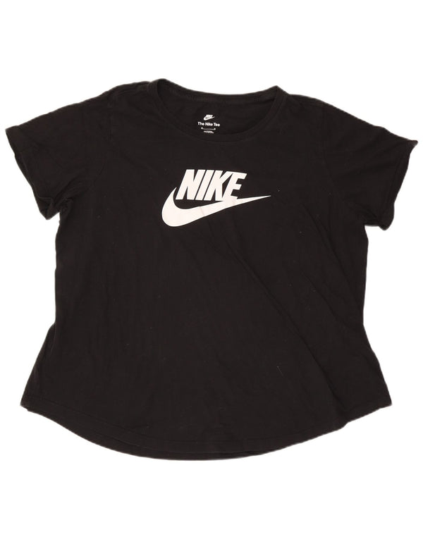 Nike Damen Graphic T-Shirt Top UK 20 2XL Schwarz Baumwolle