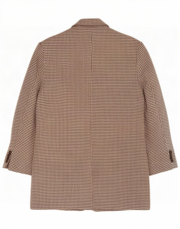 Zara Damen 2-Knopf-Übergröße-Blazerjacke UK 6 XS Brauner Hahnentritt