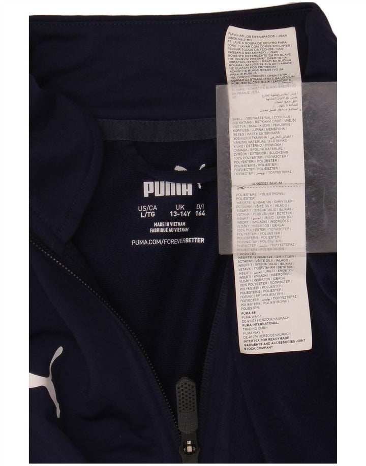 PUMA Jungen-Oberteil mit Reißverschluss, langärmlig, 13–14 Jahre, marineblaues Polyester