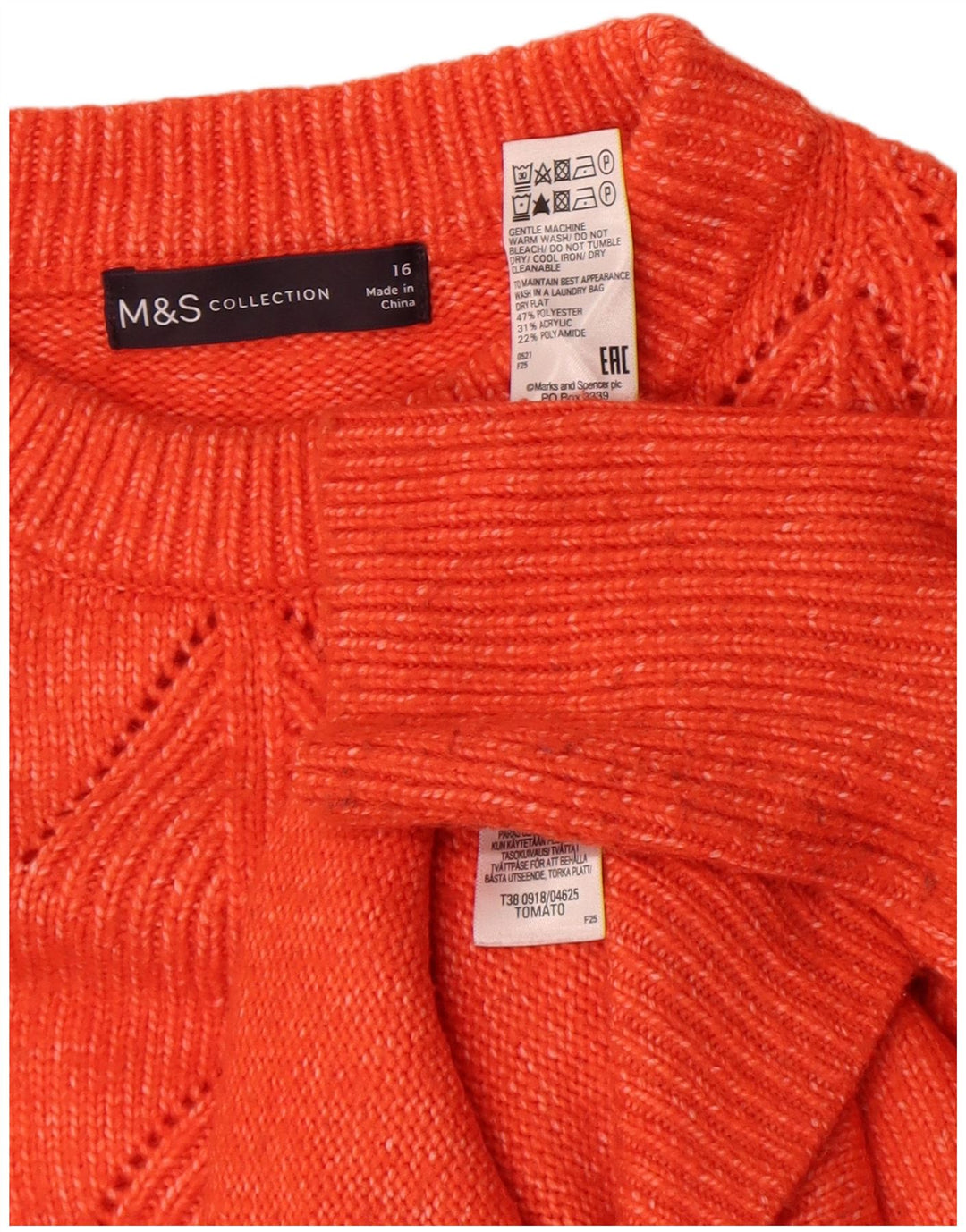 Marks & Spencer Damen-Pullover mit Rundhalsausschnitt, Gr. 16, Orange