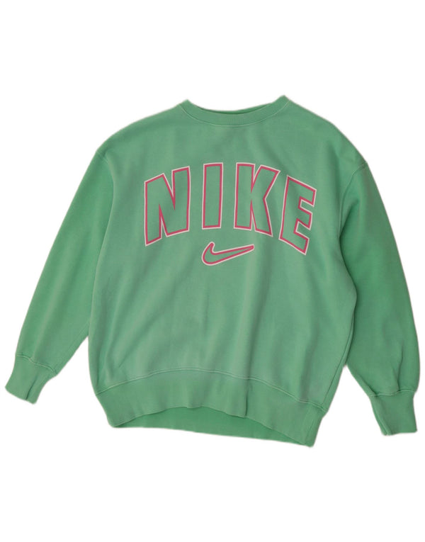 Nike Womens Graphic Oversized Sweatshirt Pullover UK 10 Small Grüne Baumwolle