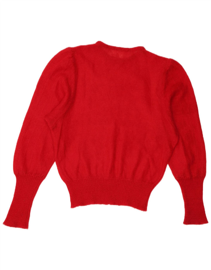 Vintage Damen Pullover mit U-Boot-Ausschnitt, UK 12, Mittelrot