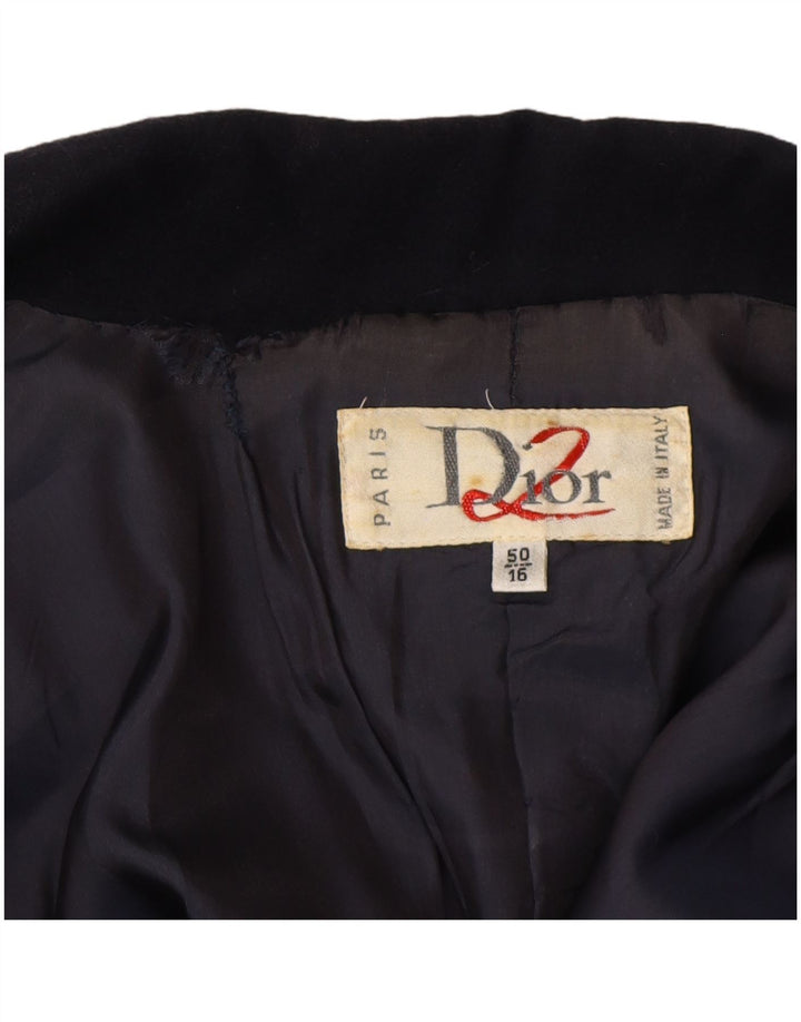 Christian Dior Damen Zweireihige Blazerjacke UK 16 Large Marineblau