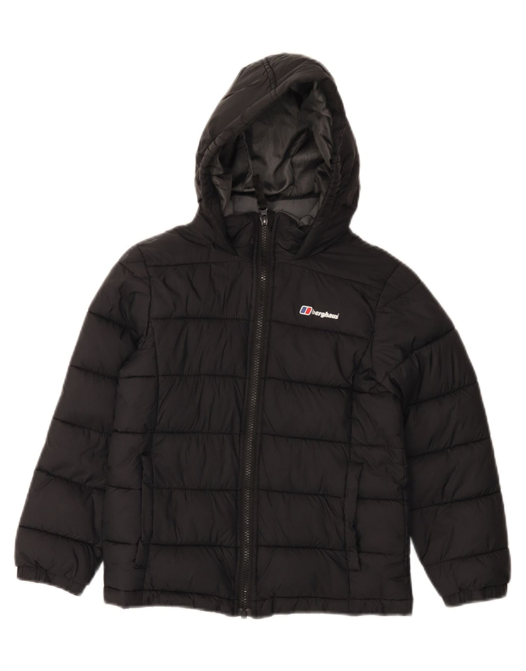 BERGHAUS Jungen wattierte Jacke mit Kapuze, 7–8 Jahre, schwarzes Polyamid