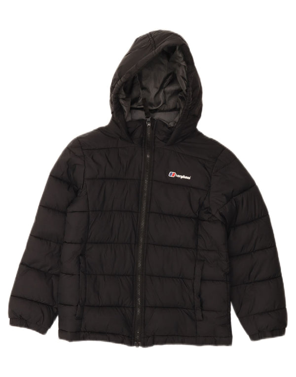 BERGHAUS Jungen wattierte Jacke mit Kapuze, 7–8 Jahre, schwarzes Polyamid