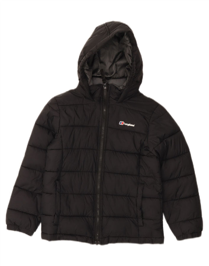 BERGHAUS Jungen wattierte Jacke mit Kapuze, 7–8 Jahre, schwarzes Polyamid