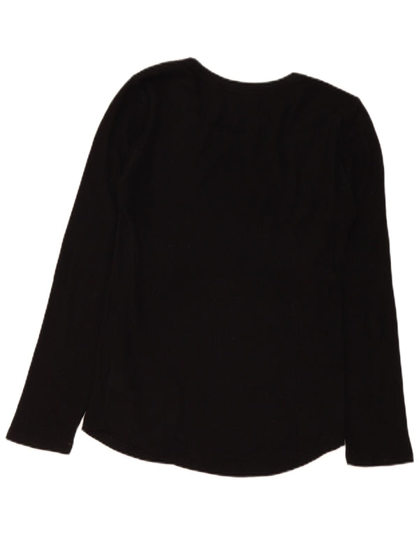 Gap Damen Top Langarm UK 12 Medium Schwarz Baumwolle
