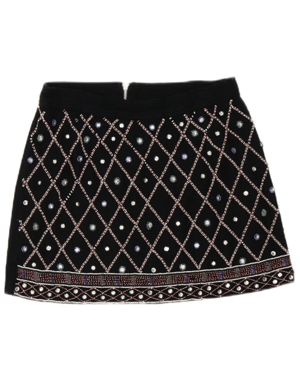 Guess Damen Minirock US 2 XS W28 Schwarze geometrische Baumwolle
