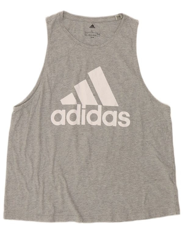 Adidas Damen Graphic Vest Top UK 16/18 Large Grau Baumwolle Sport
