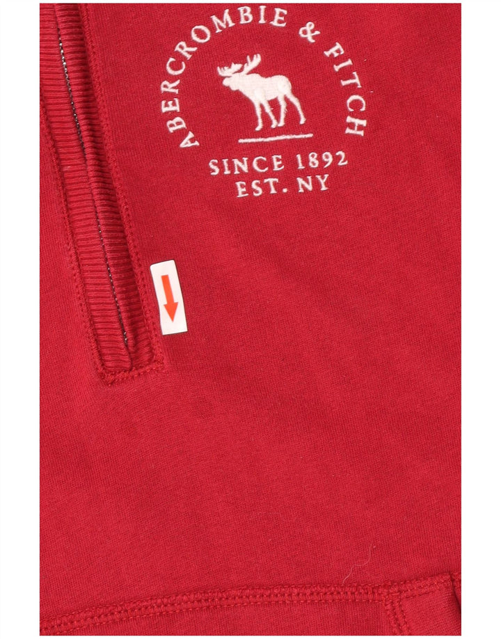 Abercrombie & Fitch Damen-Sweatshirt mit Reißverschluss am Hals, UK 12, mittelrot
