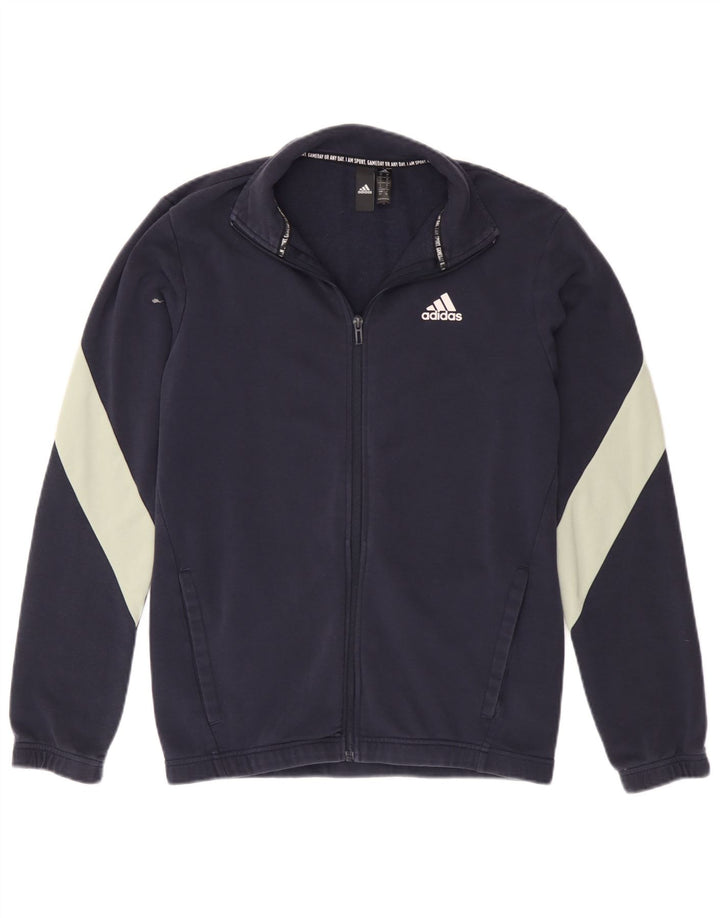 Adidas Herren-Trainingsanzug-Top-Jacke, klein, marineblau, Colourblock-Baumwolle
