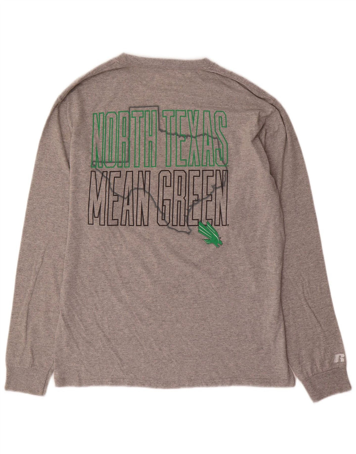 Russell Athletic Herren-Grafikoberteil, langärmlig, UK 38/40, mittelgraue Baumwolle