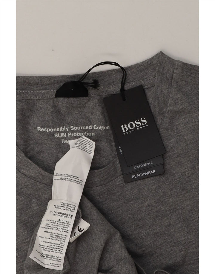 Hugo Boss Herren-T-Shirt mit Grafik, groß, aus grauer Baumwolle