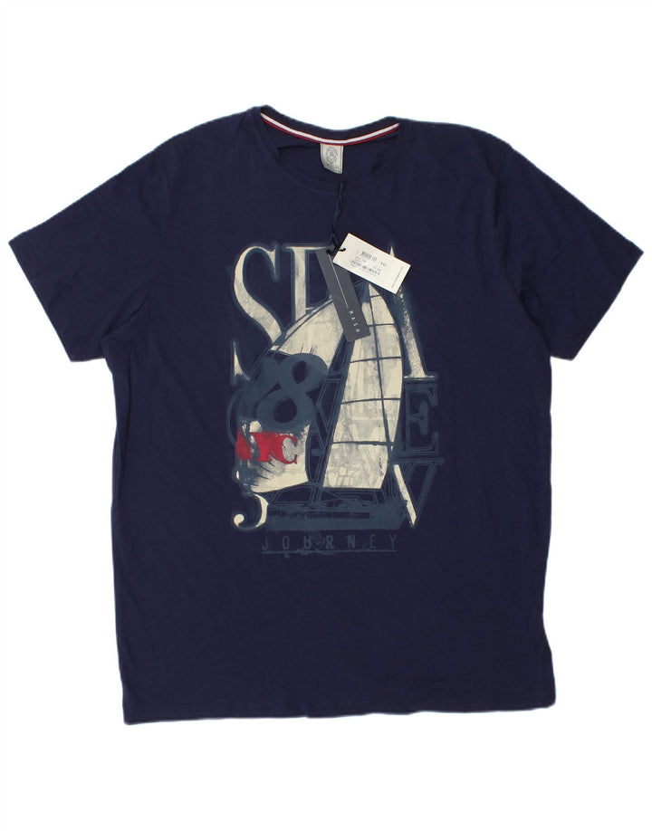 MASH Herren Grafik T-Shirt Top 2XL Marineblau Baumwolle