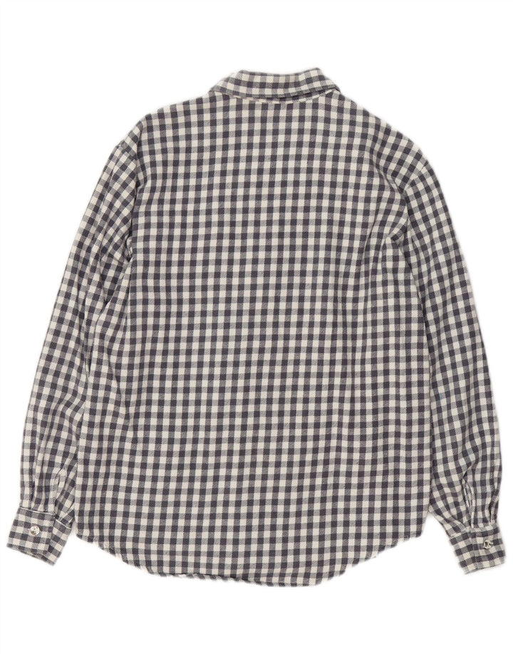 Vintage Damen Teddybär übergroßes Flanellhemd UK 10 Small Grey Gingham