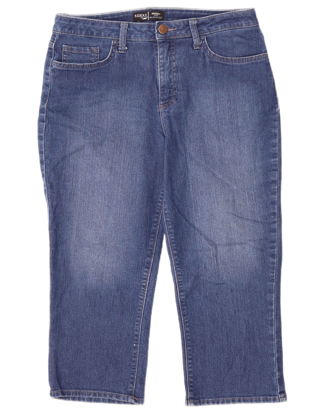 Lee Damen Riders Mid Rise Capri Jeans US 10 Large W32 L21 Blaue Baumwolle