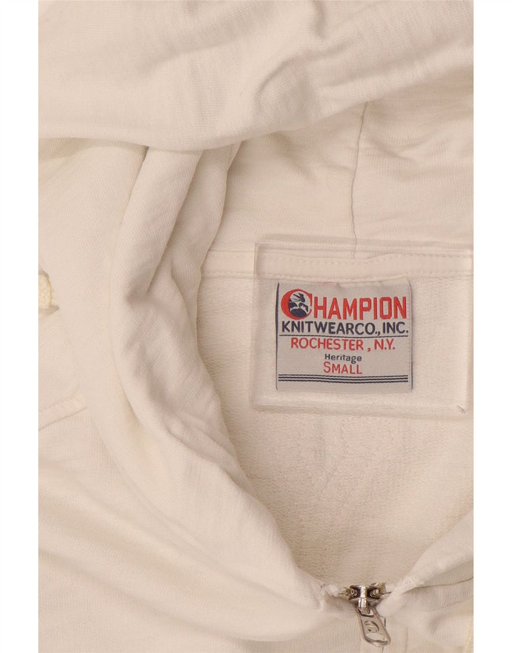 CHAMPION Damen Heritage Zip Hoodie Pullover UK 10 Small Weiß