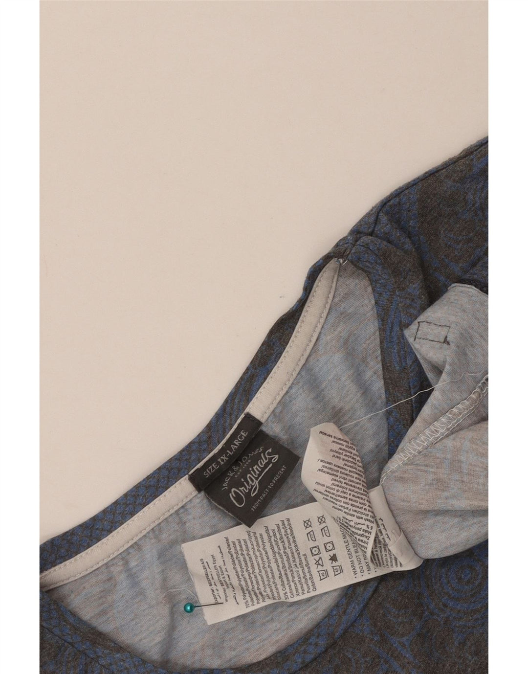 Jack & Jones Herren-T-Shirt mit Grafik, 2XL, blau, geometrisch, Polyester