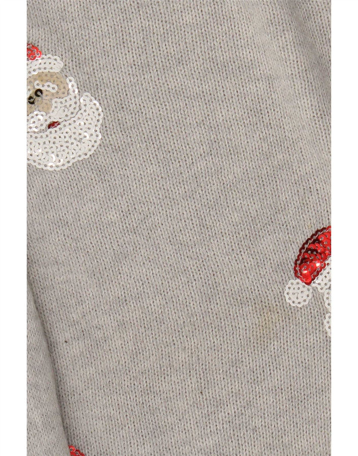 Marks & Spencer Damen Pullover mit Rundhalsausschnitt, UK 14, Mittelgrau, Weihnachten