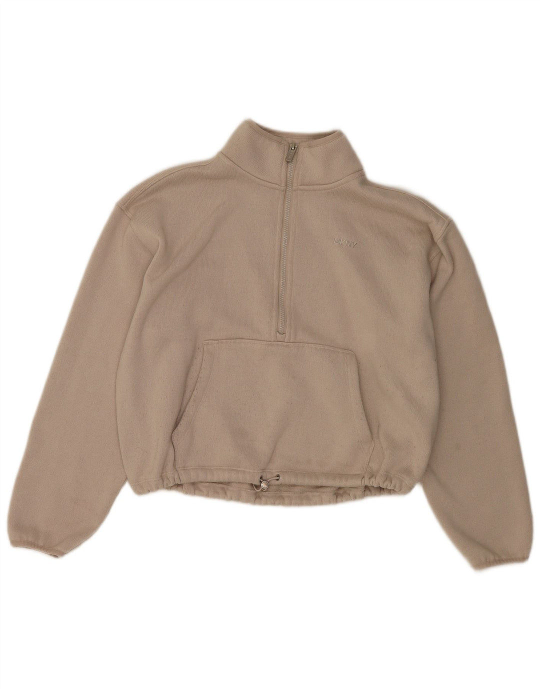Dkny Damen-Sweatshirt, übergroß, kurz geschnitten, mit Reißverschluss, UK-Gr. 14, Mittelweiß